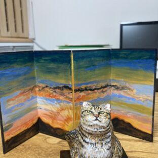 猫の張り子＆ミニ屛風絵〝希望〟