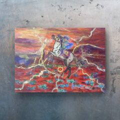 作品〝夕陽のなかの躍動〟について